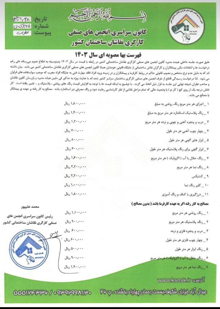 قیمت نقاشی ساختمان 1402